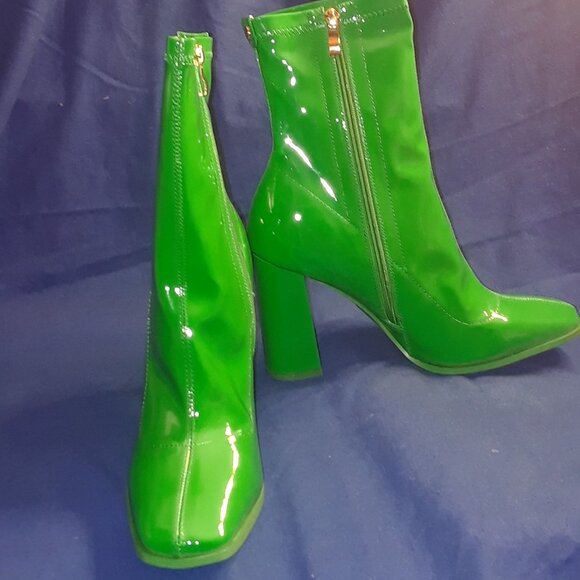 AZALEA WANG DO YOUR THANG CHUNKY HEEL BOOTIE IN GREEN ( BRAND NEW !!!!!!!!!!!!!! - Picture 7 of 7